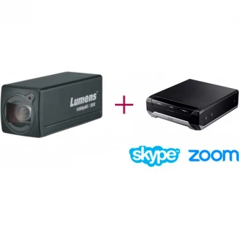Комплект видеокамеры с поддержкой USB-C для работы с Zoom, OBS (Корпусная FullHD камера черная + USB-конвертер) LUMENS VC-BC602+UC3022