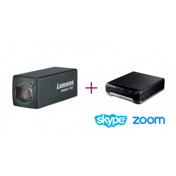 Комплект видеокамеры с поддержкой USB-C для работы с Zoom, OBS (Корпусная FullHD камера черная + USB-конвертер) LUMENS VC-BC602+UC3022